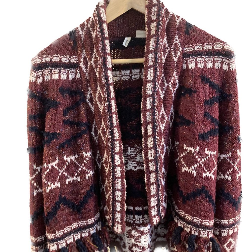 Anthropologie Cardigan Womens Size Small Petite Veras Fringe Open Sweater